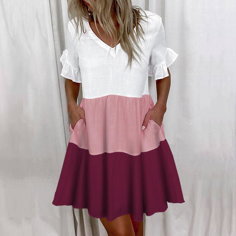 2021 Casual Pocket Office Lady White Dress Women Sexy V Neck Mesh Party Dress Elegant Patchwork Embroidery Sheer Lace Mini Dress
