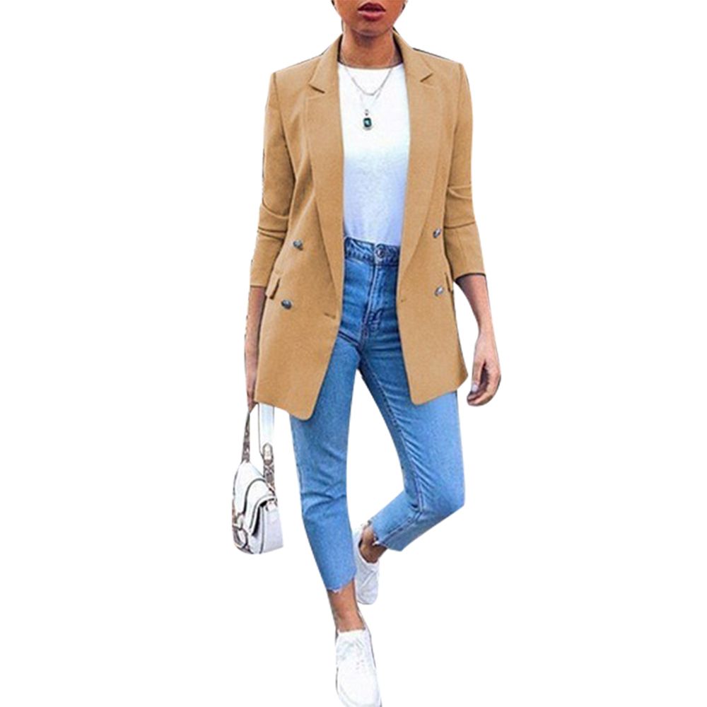 Plus Size Autumn Lady Blazer Long Sleeve Suit Jacket