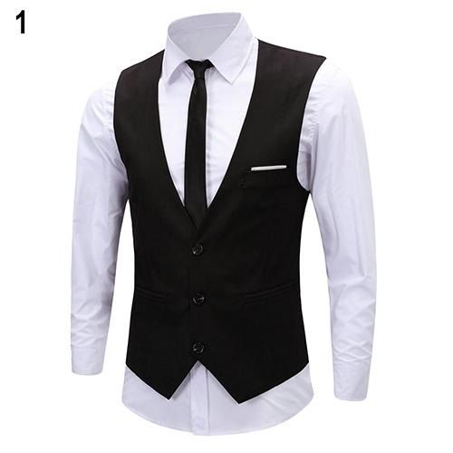 Men's Classic Formal Business Slim Fit Chain Dress Vest Suit Tuxedo Waistcoat