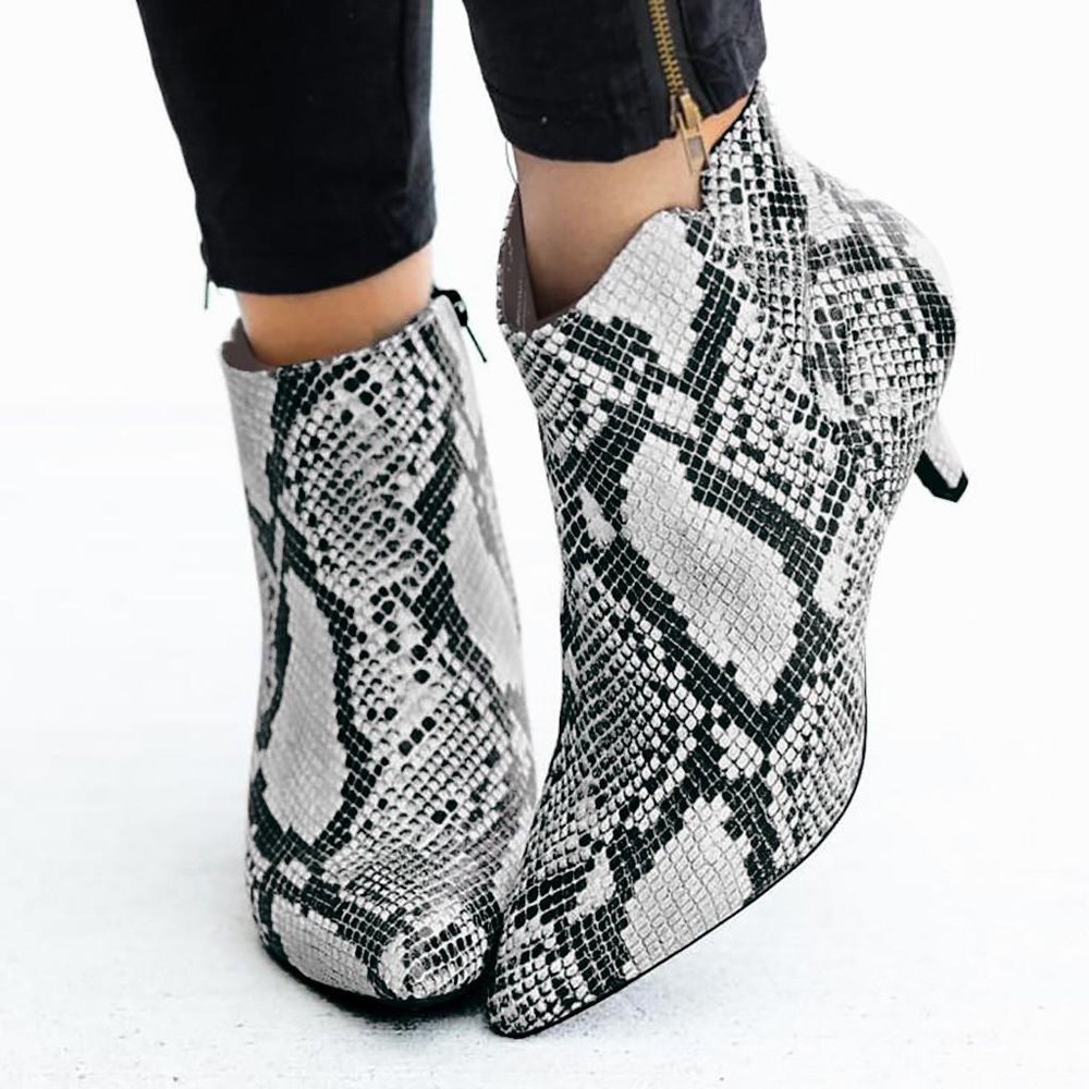 Women's Leisure Solid Large Size Thin Med Heels Zipper Short Boots Shoes