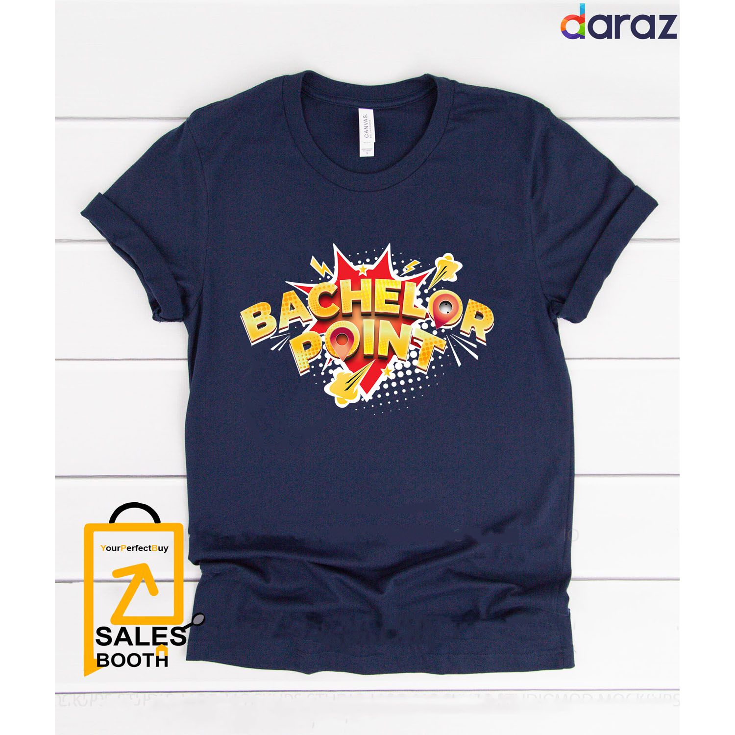 Bachelor Point  Season 4 Short Sleeve Rubber Print t-shirt For Man- Navy Blue