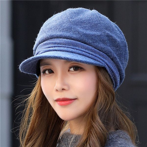 Hot Octagonal Hats For Women Solid Color Retro Octagonal Caps Soft Newsboy Caps Visor Cap Female Winter Hats