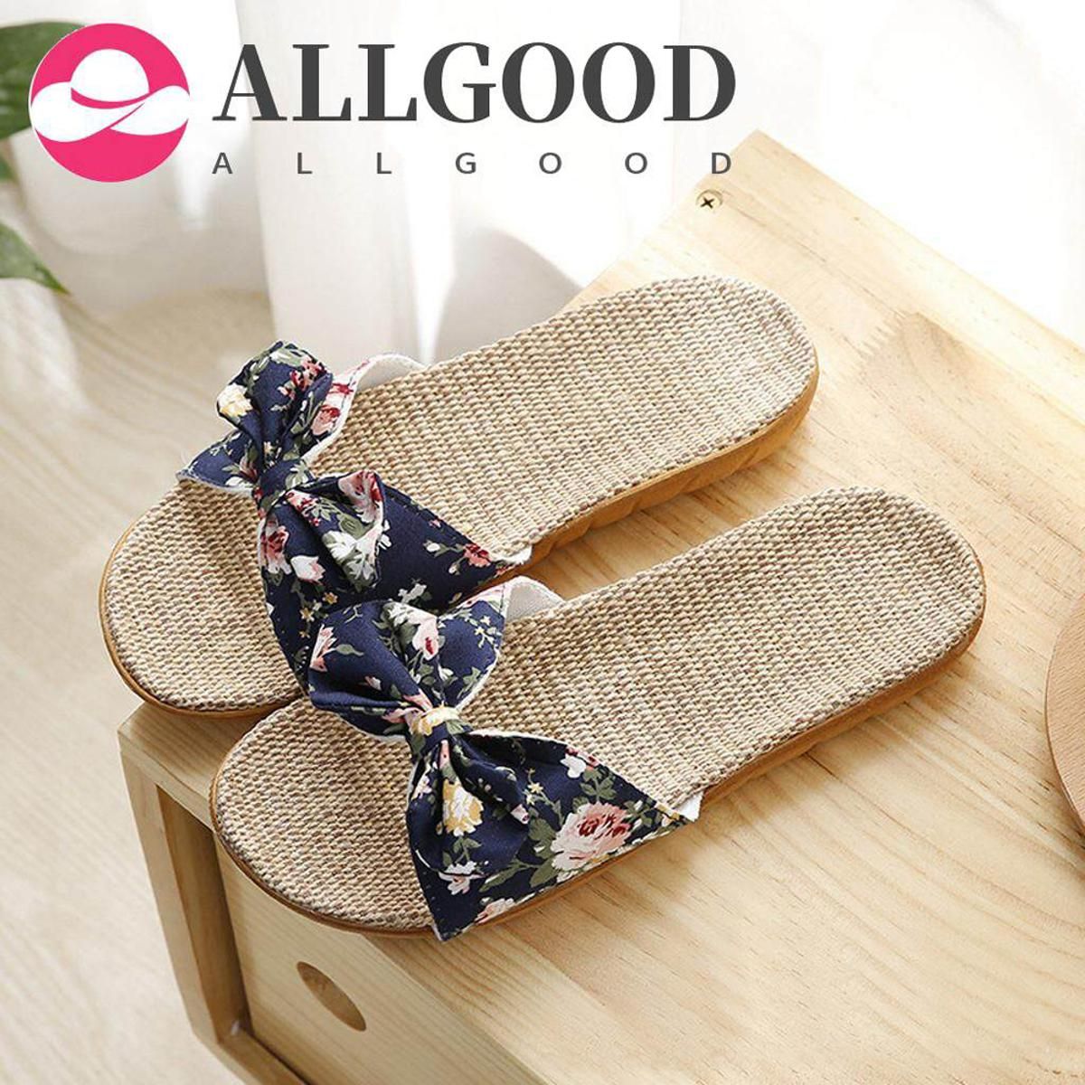 Women Female Bohemia Bowknot Flax Linen Flip Flops Beach Shoes Sandals Slipper Sky Blue,Beige,Navy,Pink 35-36,37-38,39-40