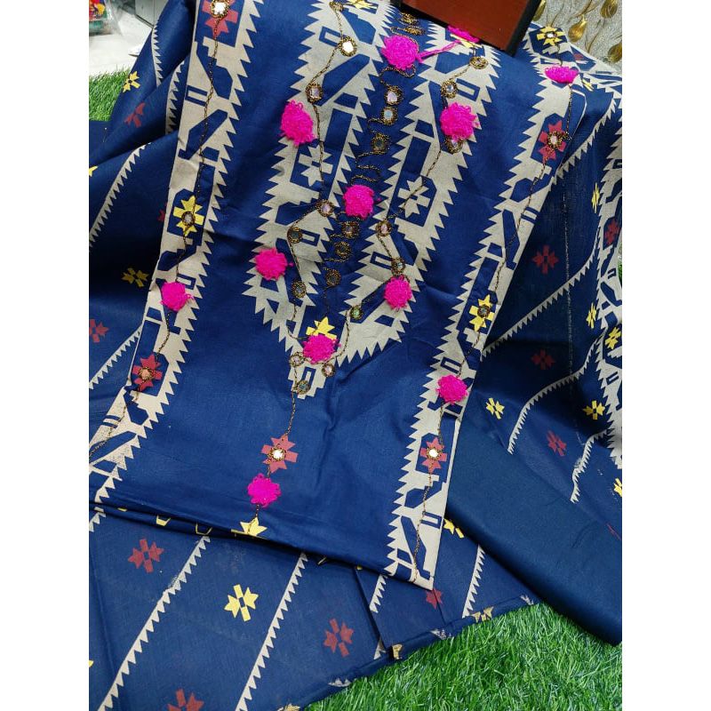 New Fashionable Unstiched Screen Printed Three Piece For Women ( 3 piece )