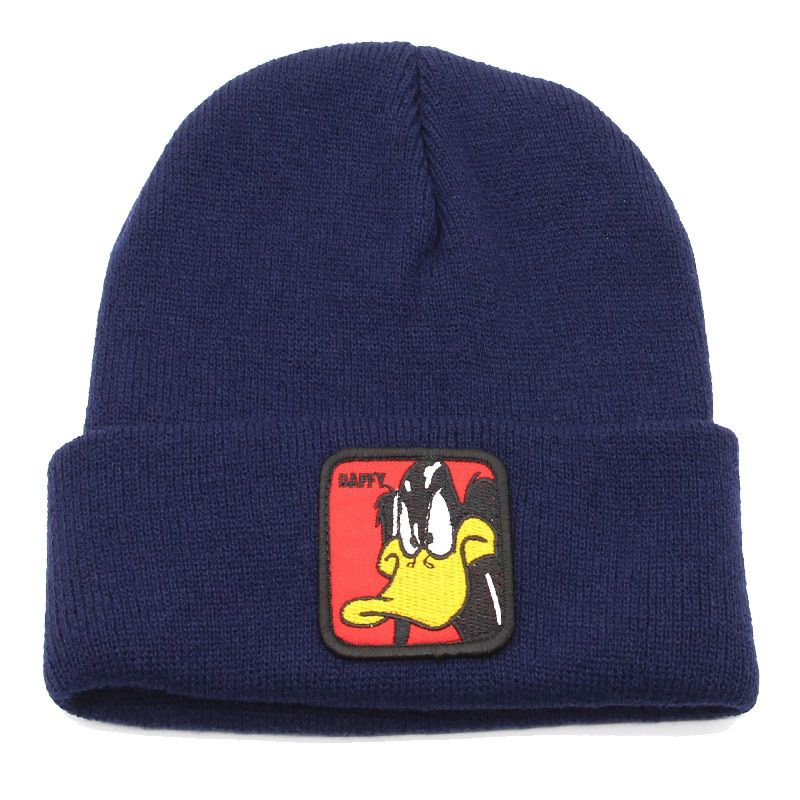 Warm Beanie Knitted Hat Cartoon Donald Embroidery Casual For Boy Girls Winter Hat Fashion Solid UniCap Outdoor Skullies Caps