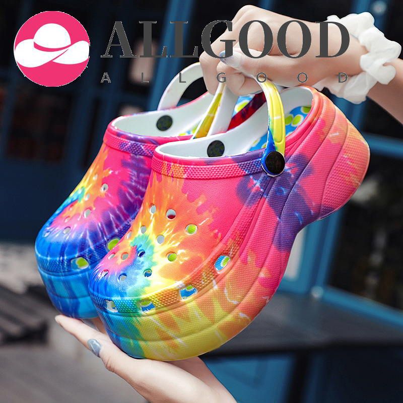 Sandals Women  New Wild Color Wedge Thick Bottom Croc Hole Shoes Garden Sandals Increase Beach Shoes Nurse Shoes