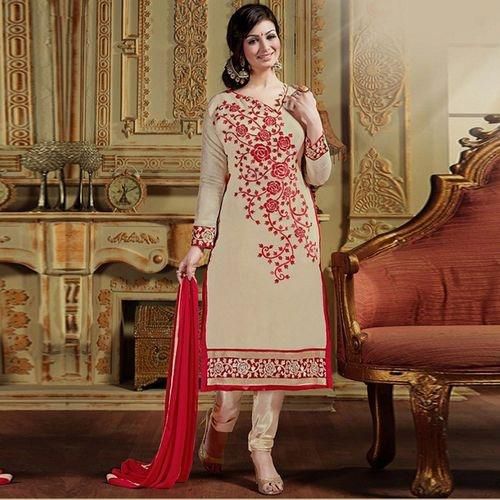 Unstitched Peachpuff Cotton Unstiched Block Printed Salwar Kameez For Women