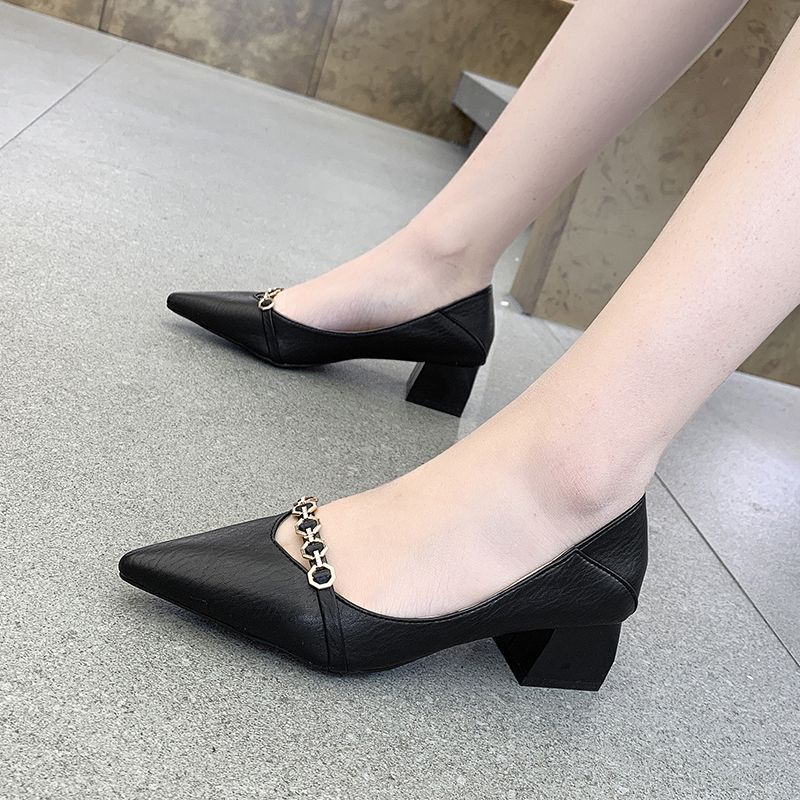 Square bottom High heels Fashion all-match  summer new Comfortable Low heel Small and fresh personalityTemperament Ankle-Strap External wear Stiletto Suede trendy shoes sandals