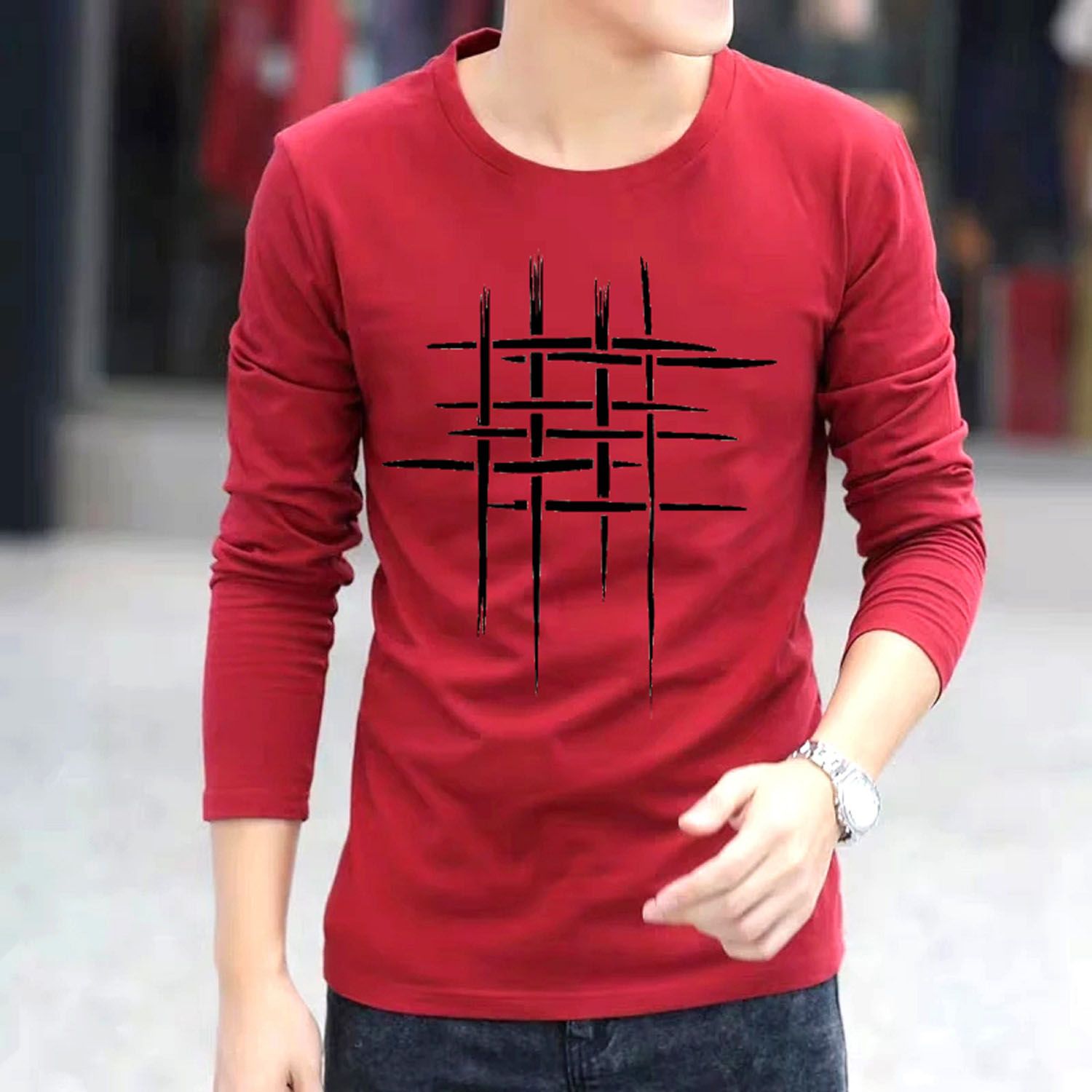 Red Color Digital Printed Comfortable Jersey Menz Stilish Tshirt