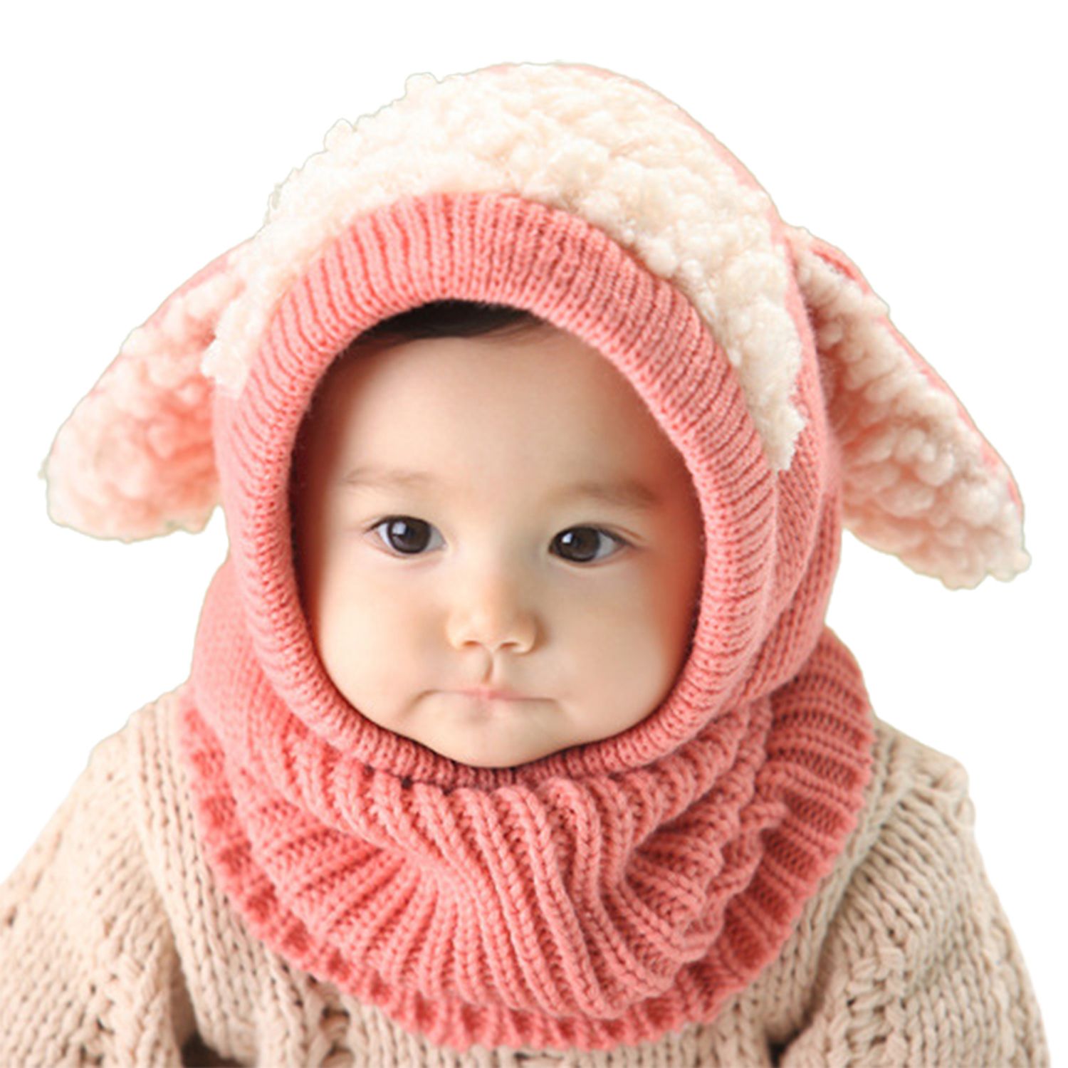 Toddler Hat Solid Color Pure Color Dome Cap Scarf