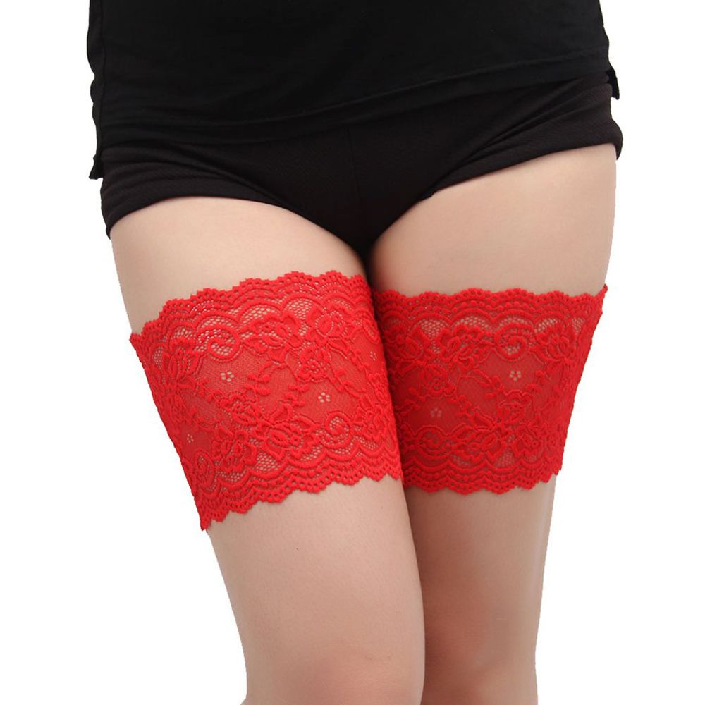 Sexy Lace Silicone Anti skid Leg Warmers Solid Color Elastic Women Leg Warmers