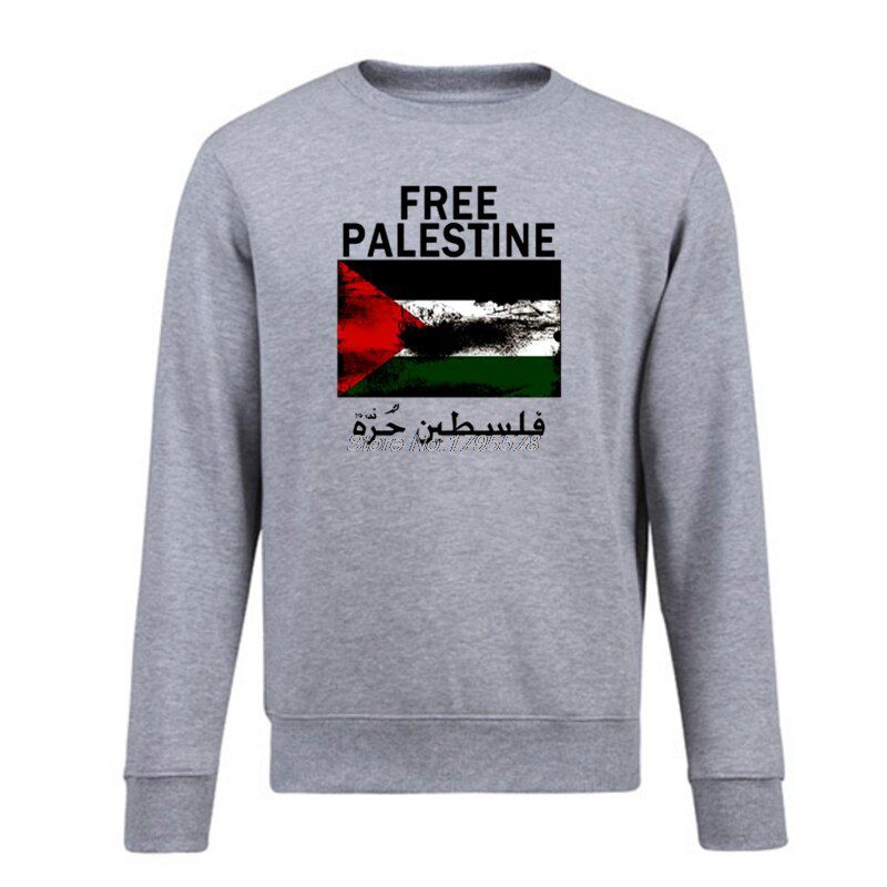 Spring Autumn Casual Vintage Free Palestine Flag Sweatshirt Men's Hoodie Cotton O-neck Pullover Fleece Cool Coat Tops Streetwear