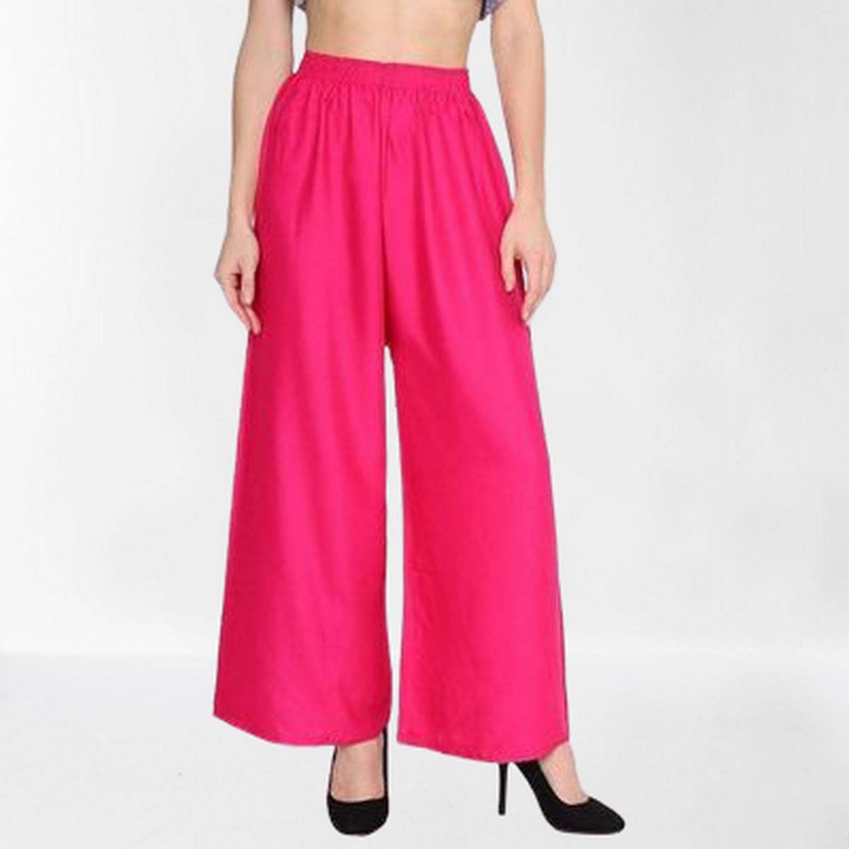 Solid Cotton Relaxed Women Plazo Pants Wear For Ladies