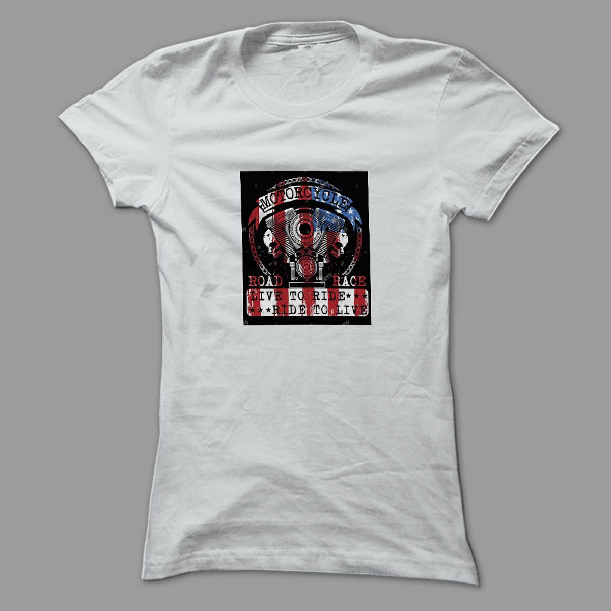Live To Ride White Polyester T-shirt  Taz Fashion