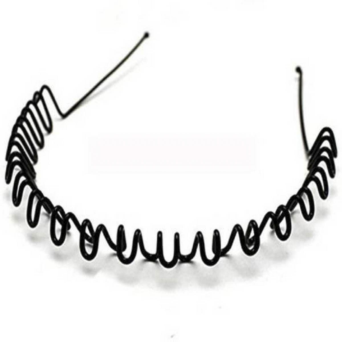 Steel metal black color zig-jag type round hair band for girls and women - 1 pcs