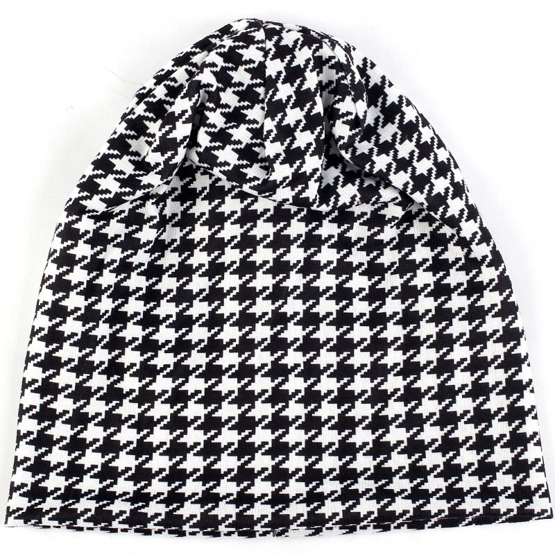 Women Skull Star Houndstooth Soft Hat Women Men Unisex Bonnet Caps Fashion Hat Knitted Beanies Winter Warm Cap