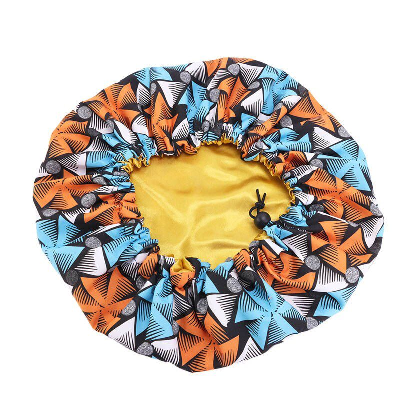 Kids African Pattern Print Fabric Ankara Bonnets Women Extra Large Satin Lined Bonnets Night Sleep Hat Ladies Tuan Chemo Cap