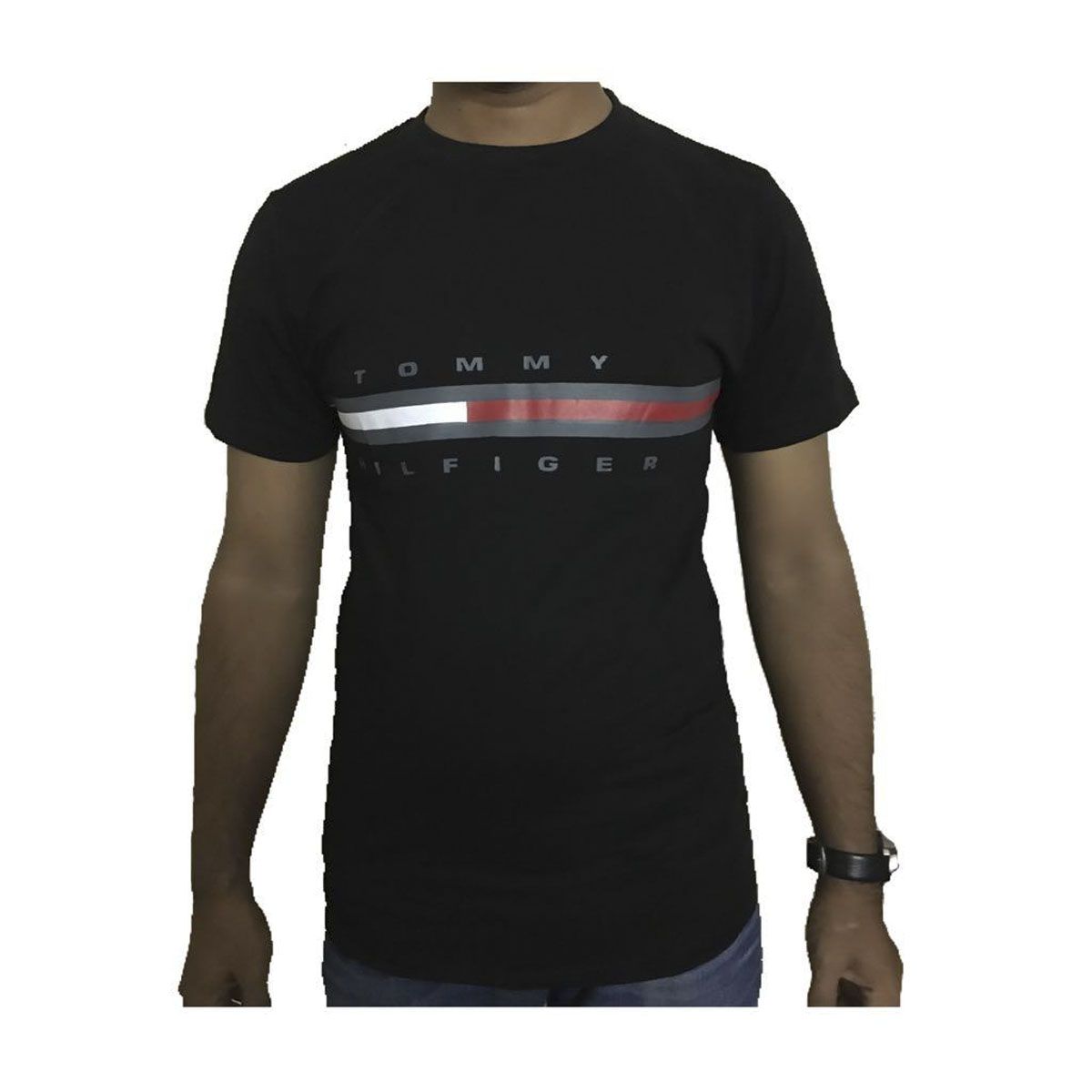 Black Cotton Short Sleeve T-Shirt For Men
