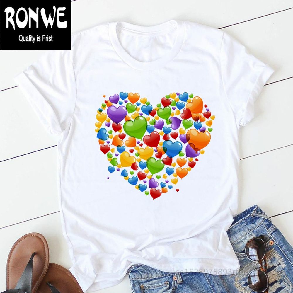 Pink Heart Flower Print Women Tshirt Cotton Casual Funny T Shirt Gift 90s Lady Yong Girl Drop Ship PKT-894