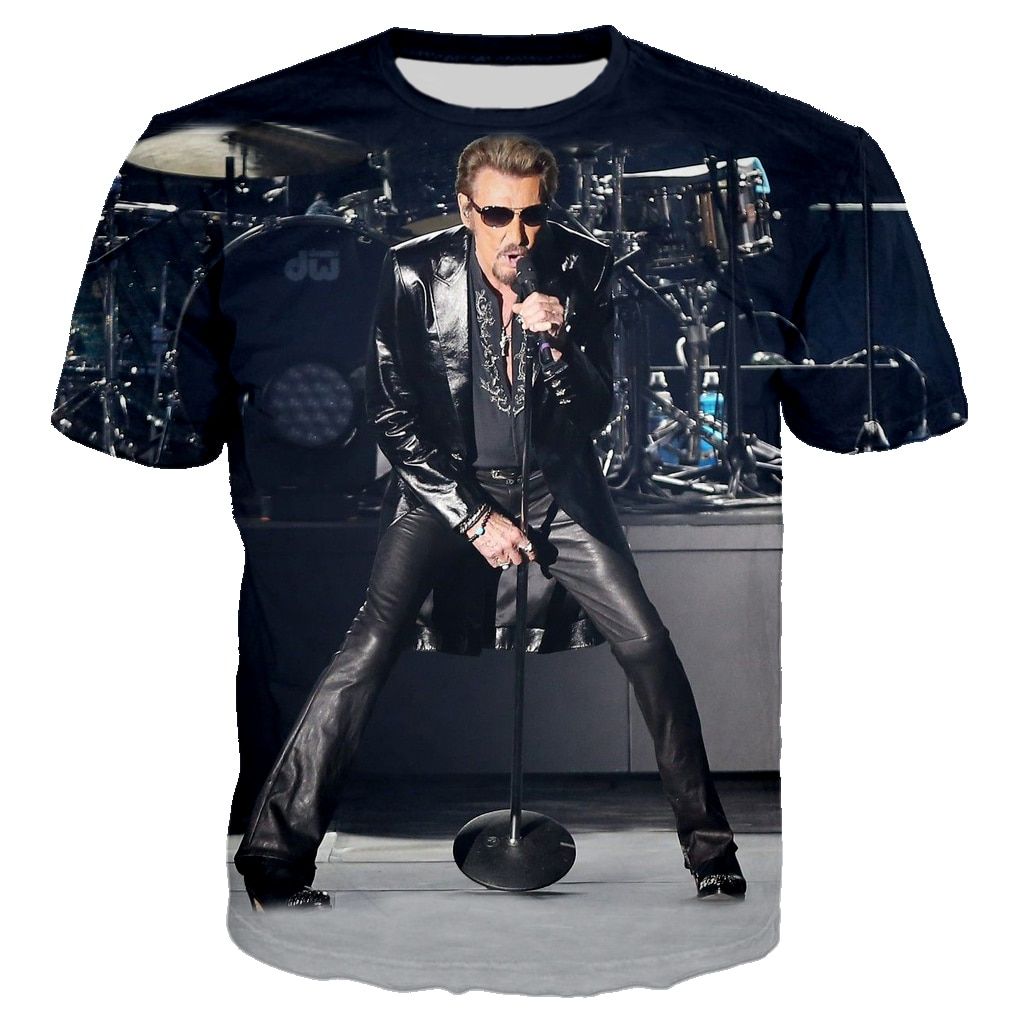 3D Printed Johnny Hallyday T-shirt UniSummer Fashion Casual Short Sleeve Harajuku Streetwear T-shirt Hop Tee Tops