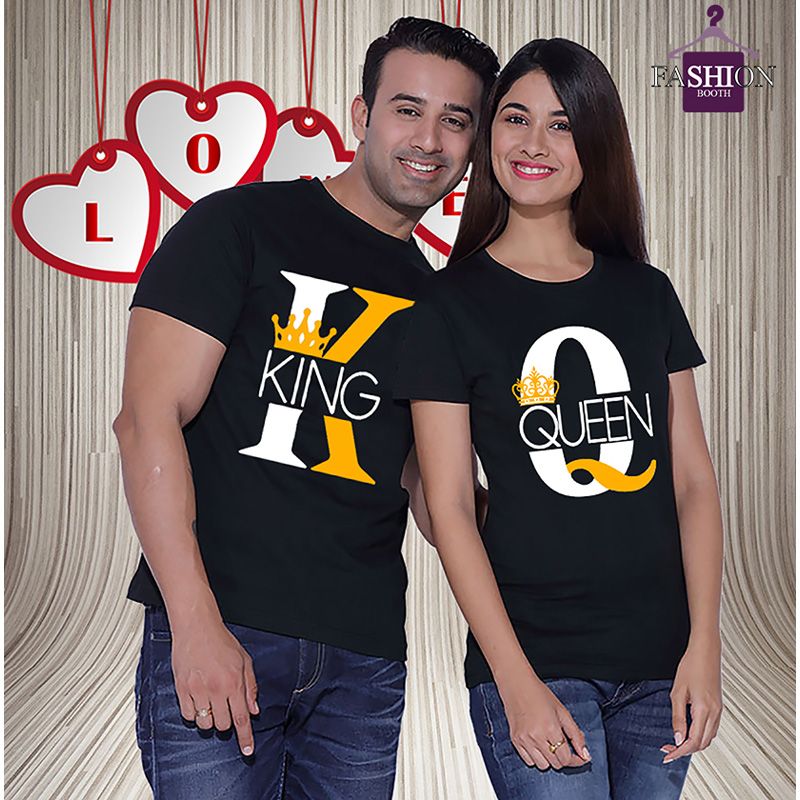 Couples Special Valentines Black T-Shirt Combo Collection By Fashion Booth (KingQueen)