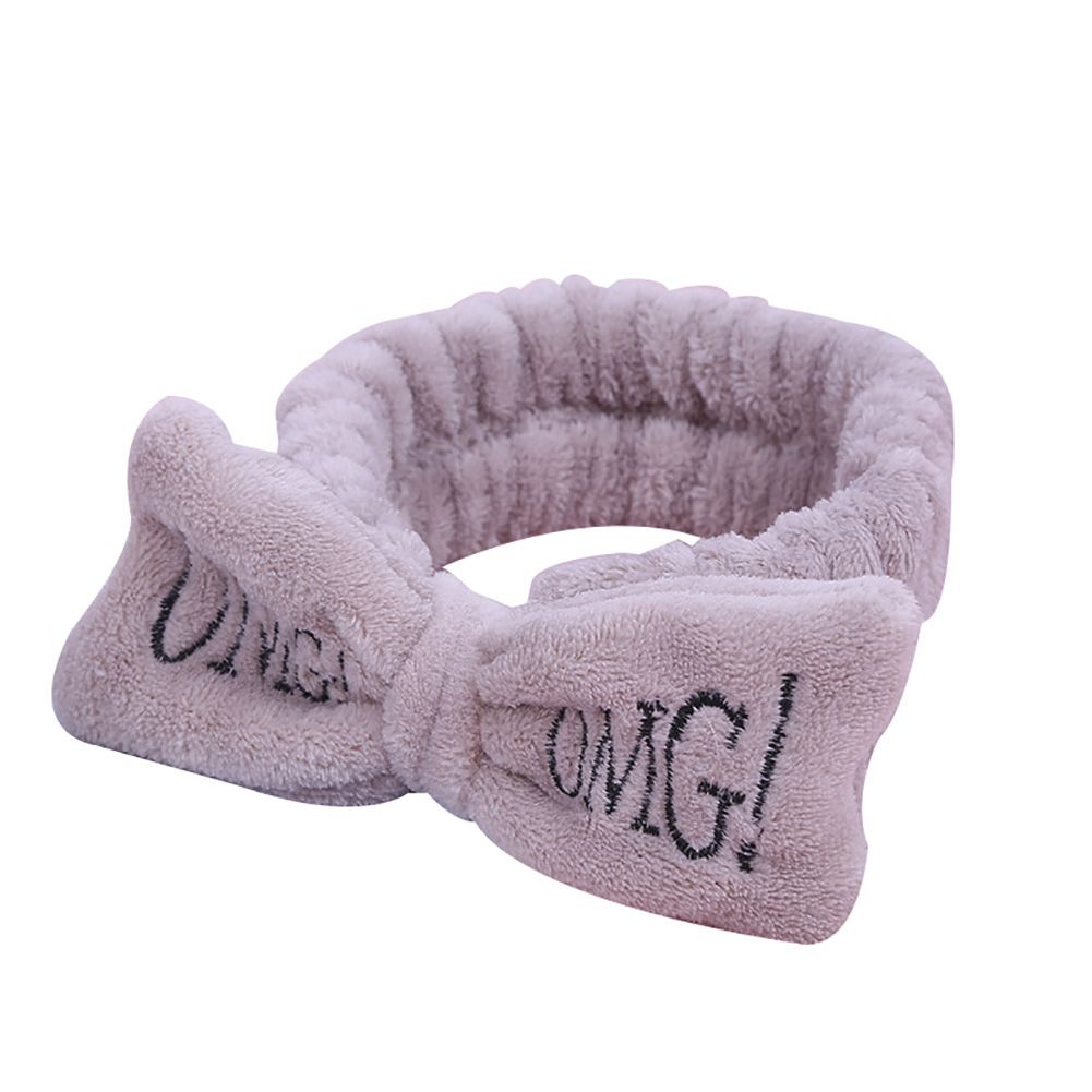 Letter Embroidery Bowknot Plush Headband Women Fe Washing Elastic Hair Band