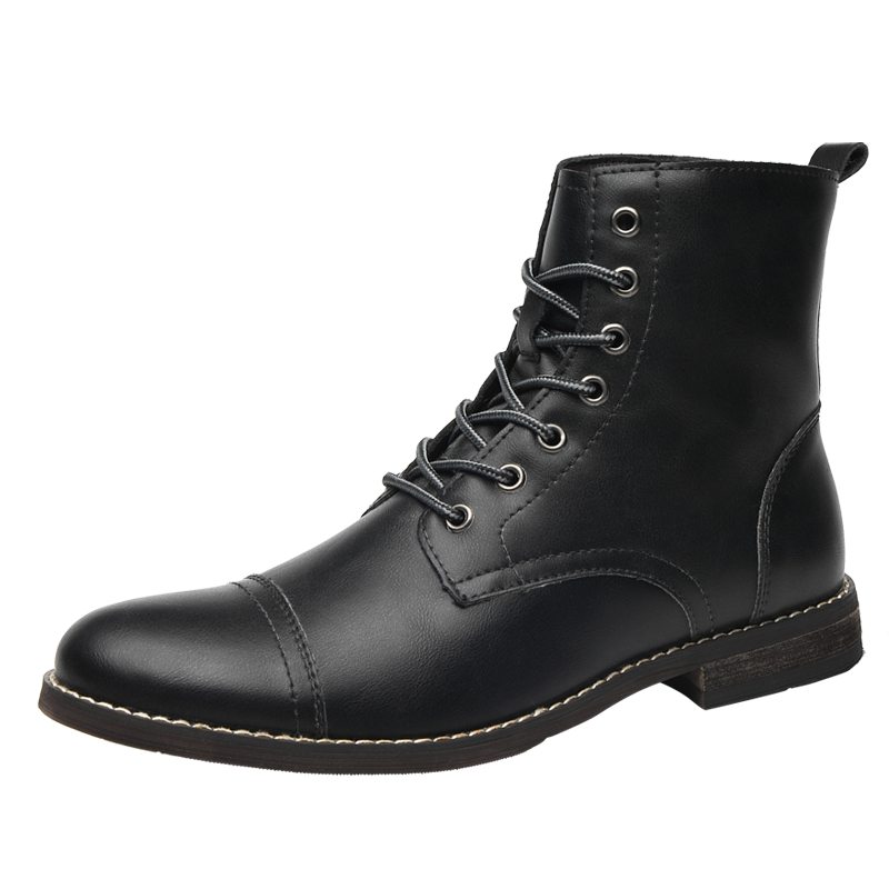 Gentleman Martin Boots Big Size：EU38-48 47 46 45 Men's High-top Boots British Style Retro Boots Trendy Men Motorcycle Boots Pointed Leather Shoes Cowhide Boots Men High Quality