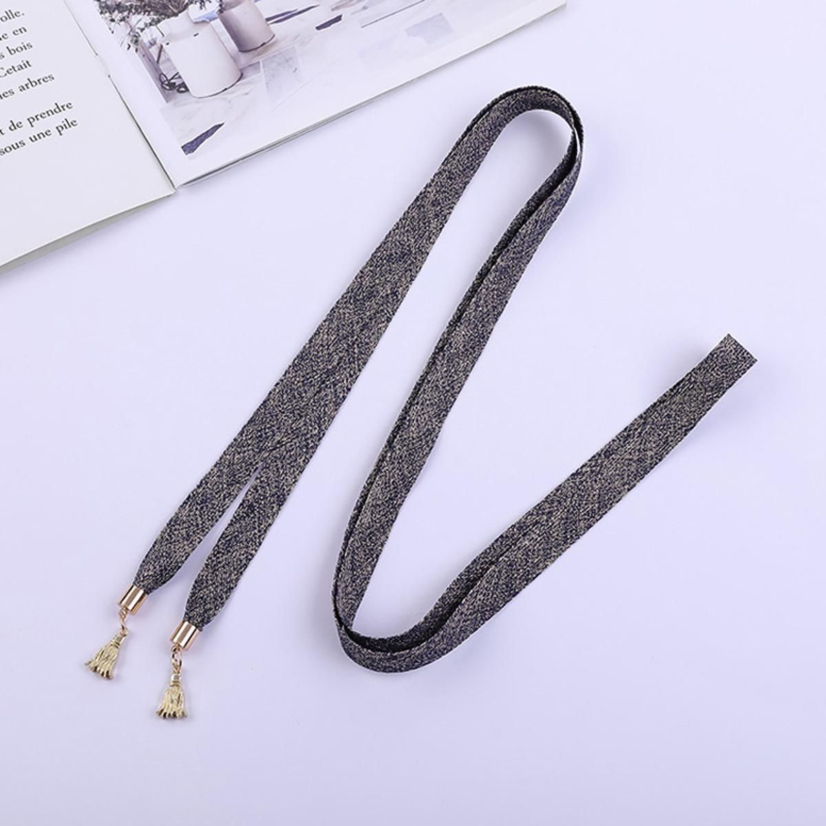 Loldeal 1.5x150cm New Metal Waist Chain Women's Imitation Gold Silk Stylish Sweet All-Match Thin Belt Women's Korean Ornament Dress Bends And Hitches