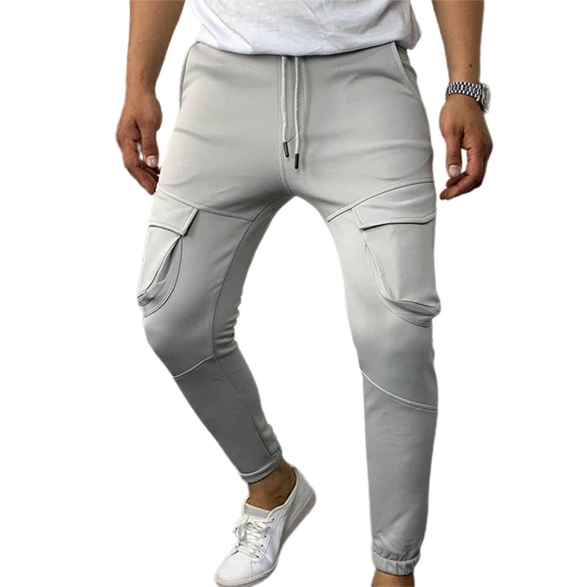 Men Pant Dual Pockets Fashion Casual Athletics Drawstring Trousers
