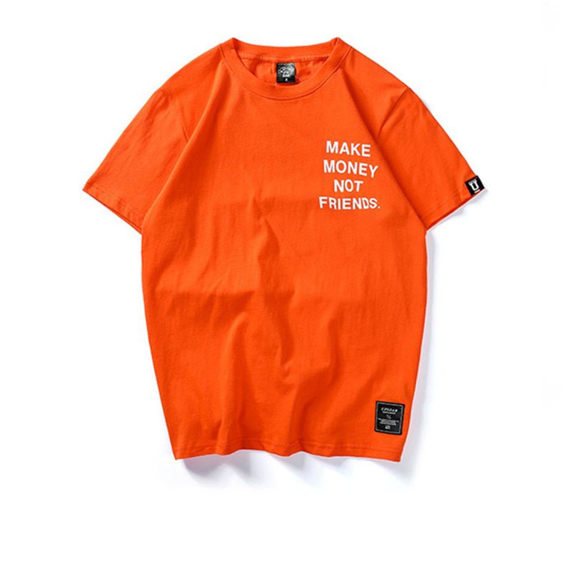 Fashion Men T-Shirts Summer Tops Tees Hop Letter Printing Men's Tshirt Male Cotton Short Sleeve Make Money Not FrieHH160