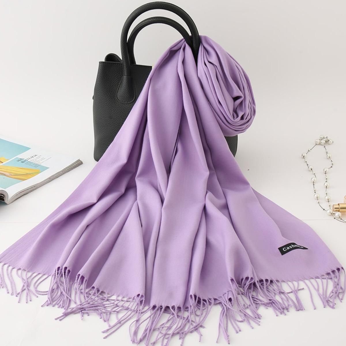 2021 winter scarf solid thick women cashmere scarves neck head warm hijabs pashmina lady shawls and wraps bandana Tassel
