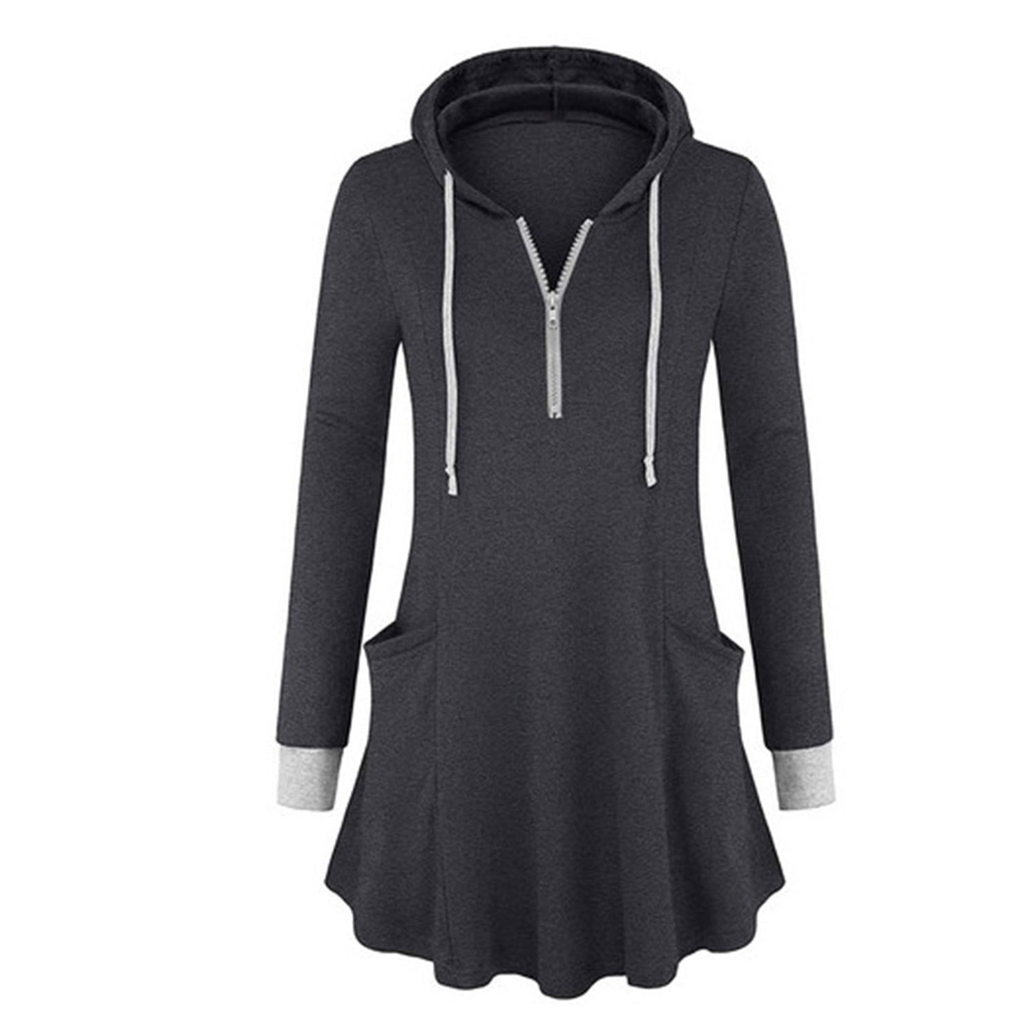 Pullover Hoodies Zipper Closure Autumn Women Casual Sweatshirt