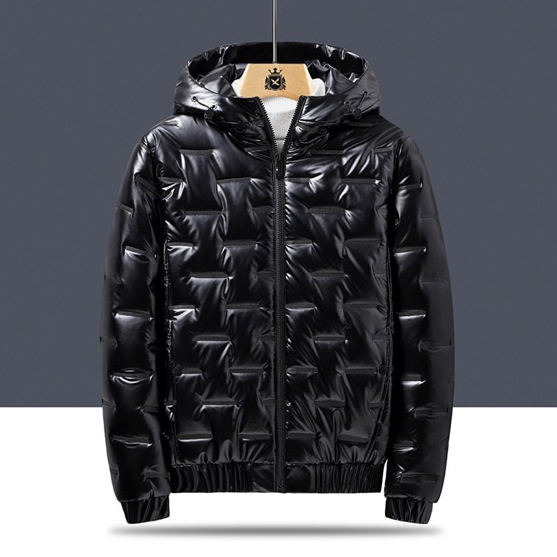 Winter Men's Hooded Parkas Windbreaker Fashion Thermal Coats Mens Thick Warm Glossy Black Jackets Outwear Men Clothing 6XL