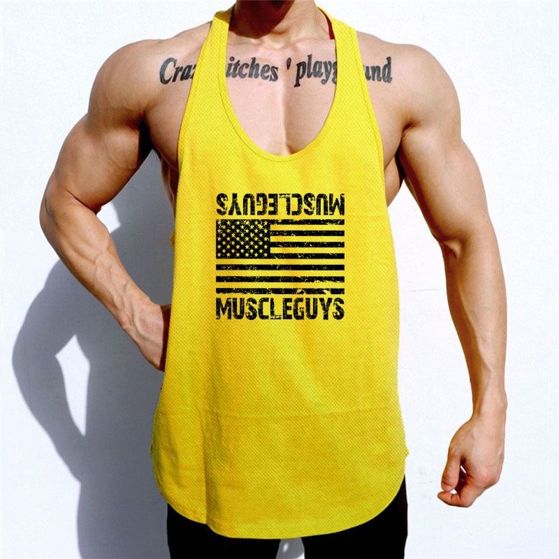 Men Bodybuilding TaTops Gym Workout Fitness Mesh Sleeveless shirt Running Clothes Srts Stringer Singlet Male Summer Vest