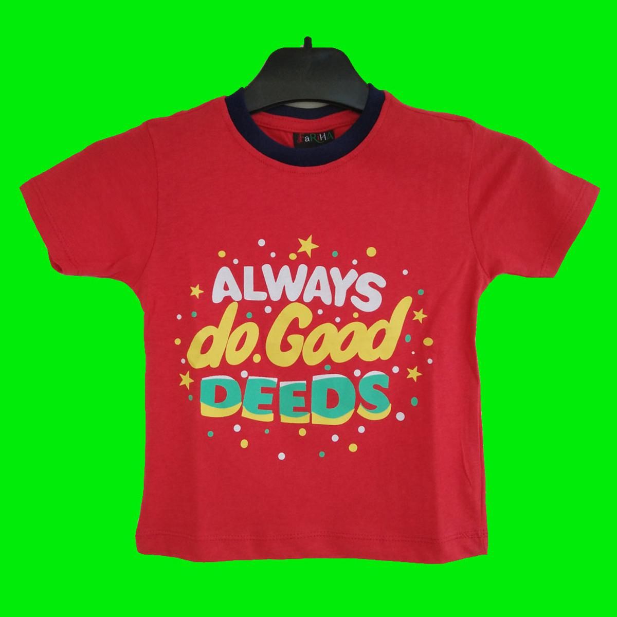 Red Cotton Half Sleeve T-Shirt for Boys