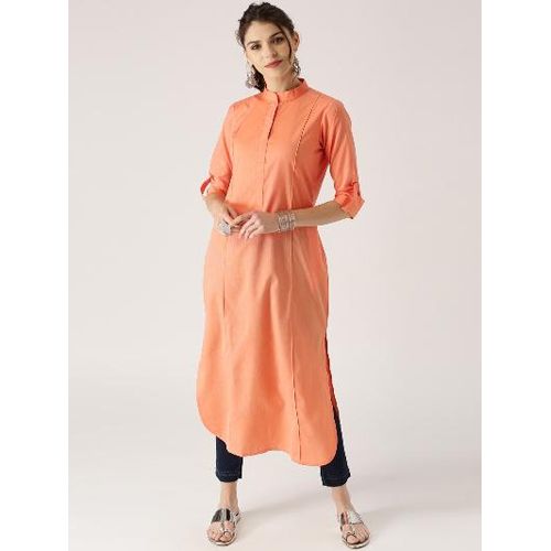 Orange Linen Stylish Fashionable Single Top Kurti for Women Bend The Trend - (Tailor Made)
