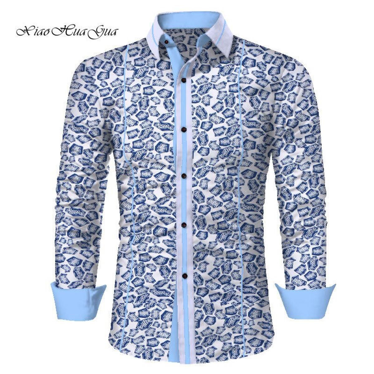 African Shirt Men Smart Causal Shirts Suit Blazer Shirts Long Sleeve Turn-down Collar Cotton African Clothes Bazin Ricwyn587