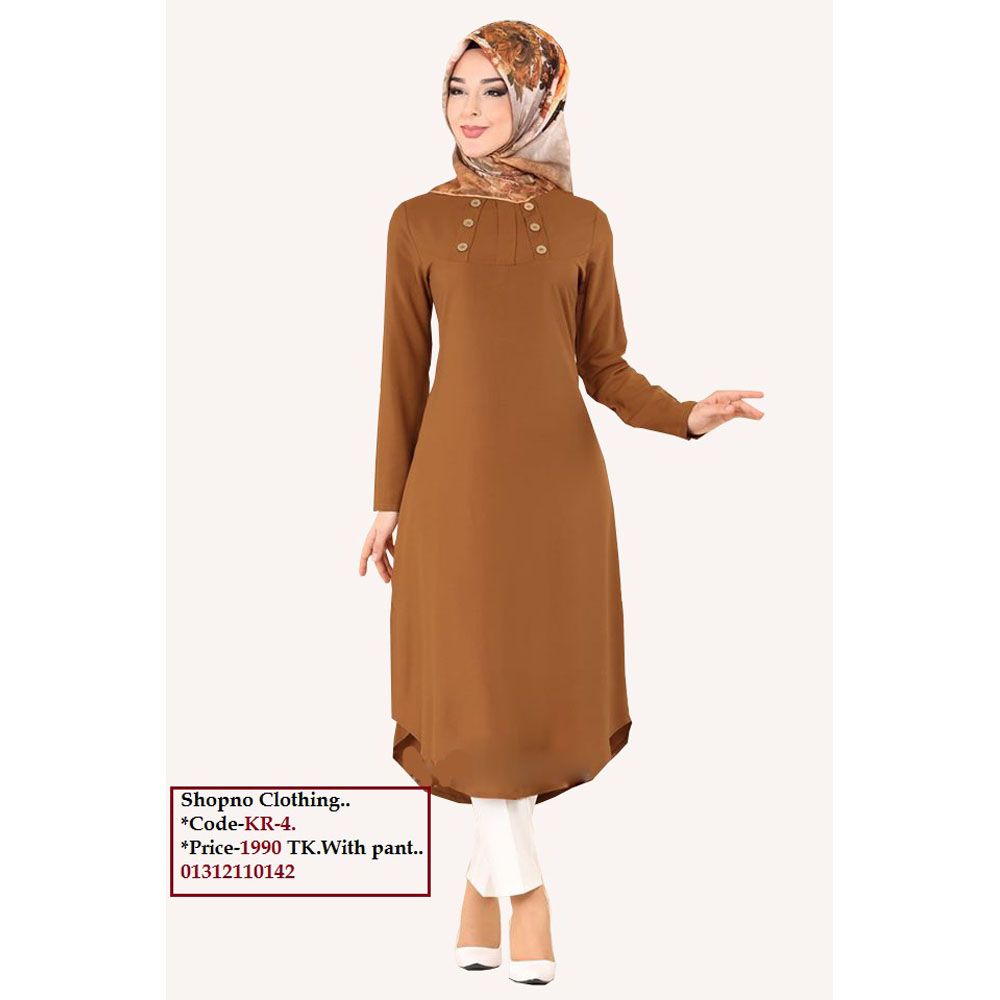 Khaki Kurti Full Sleeve  for women