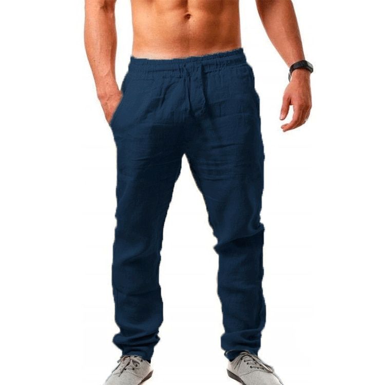 Men's Cotton Linen Pants Male Summer Breathable Solid Color Linen Trousers Fitness Streetwear M-3XL