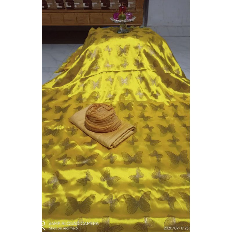 Soft Silk Katan Skin Print Three Piece [3 Piece] For Women