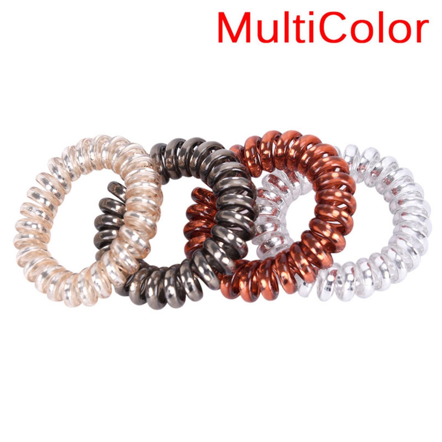 【BestGO】Rubber Telephone Wire Hair Ties Spiral Slinky Hair Head Elastic Multicolor Bands