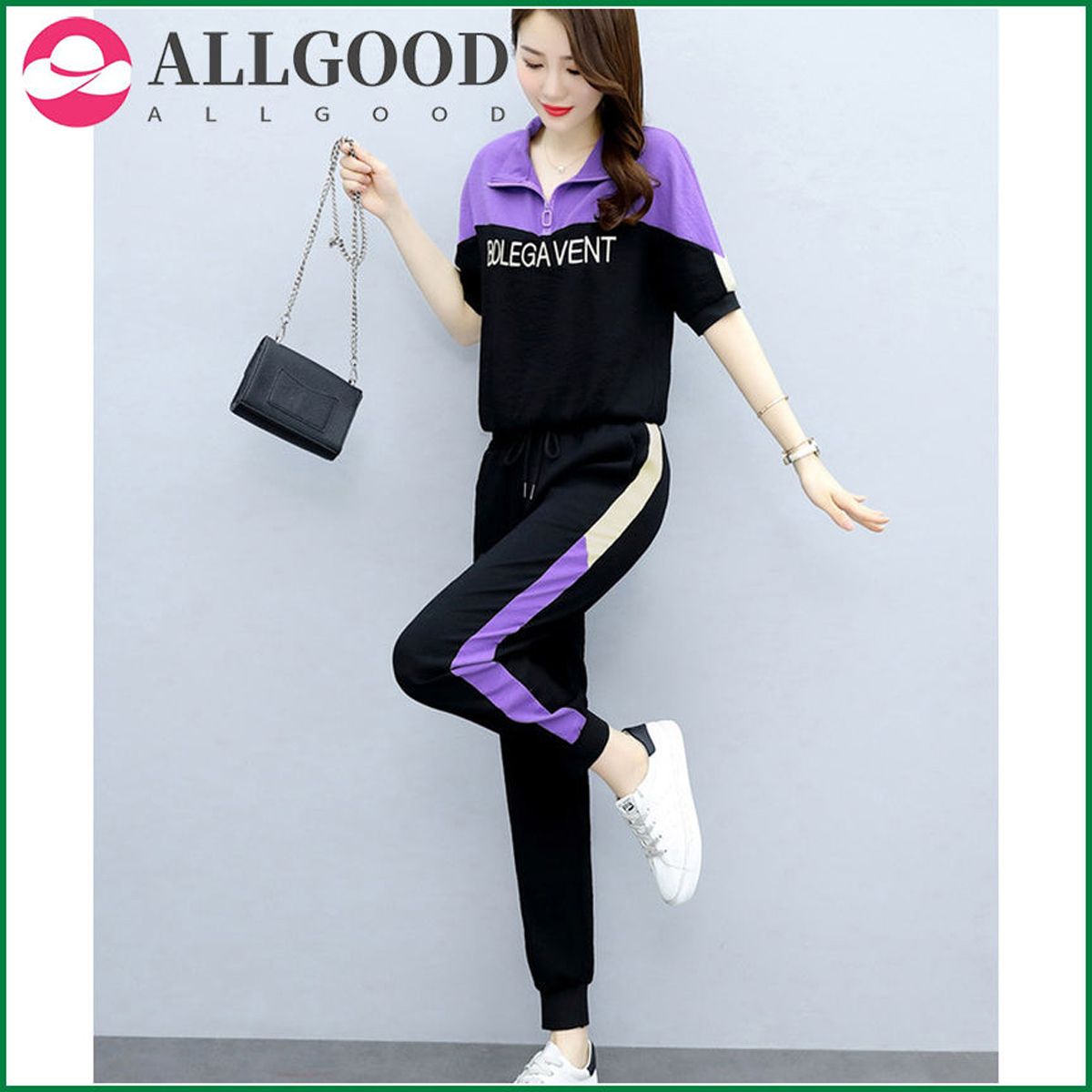 Two-piece New T-shirt High-waisted Feet Pants  Summer Korean Loose Short-sleeved T-shirt Two-piece Women's Clothing