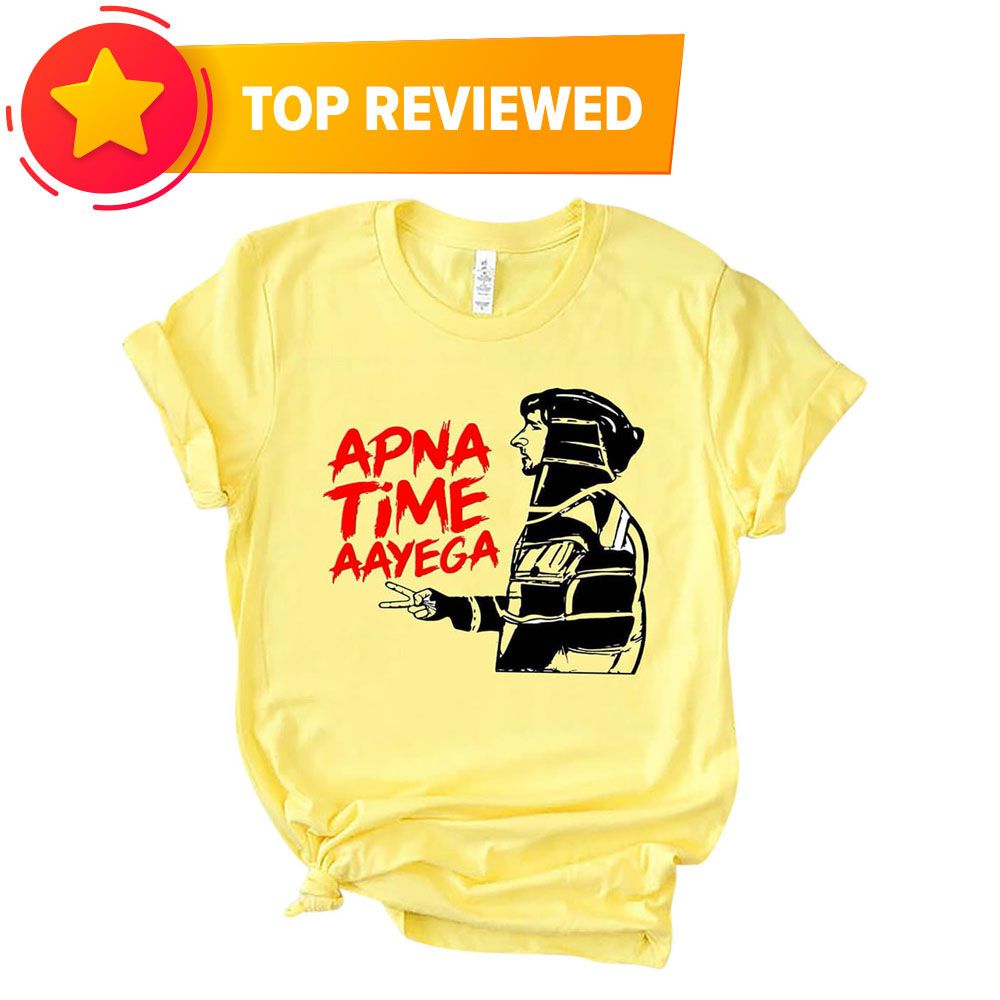 Light Yellow Short Sleeves T-Shirt For Men(Apna Time Ayega )