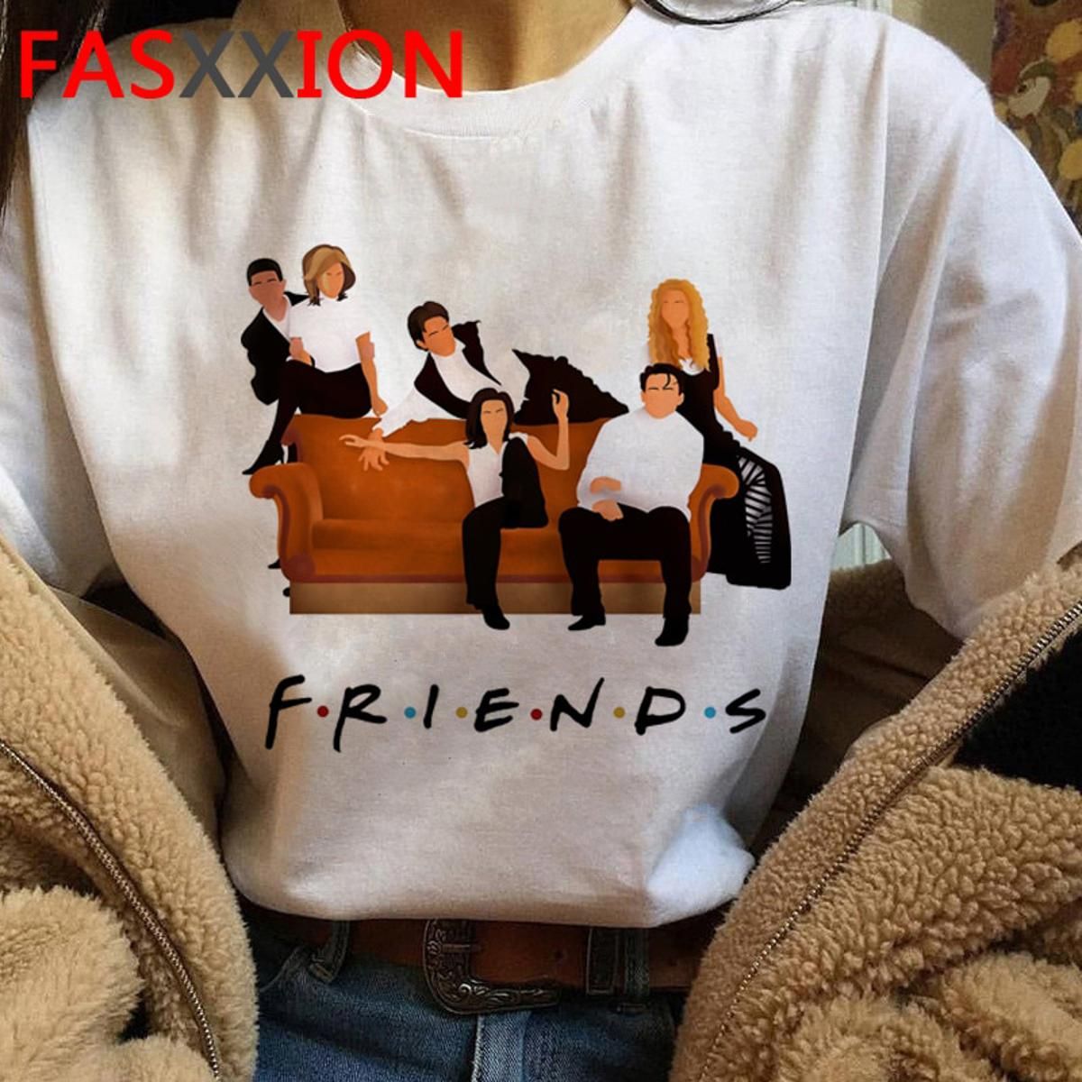 Friends Tv Show Harajuku Funny Cartoon T Shirt Women Ullzang Streetwear T-shirt Fashion 90s Anime Tshirt Casual Top Tees Female