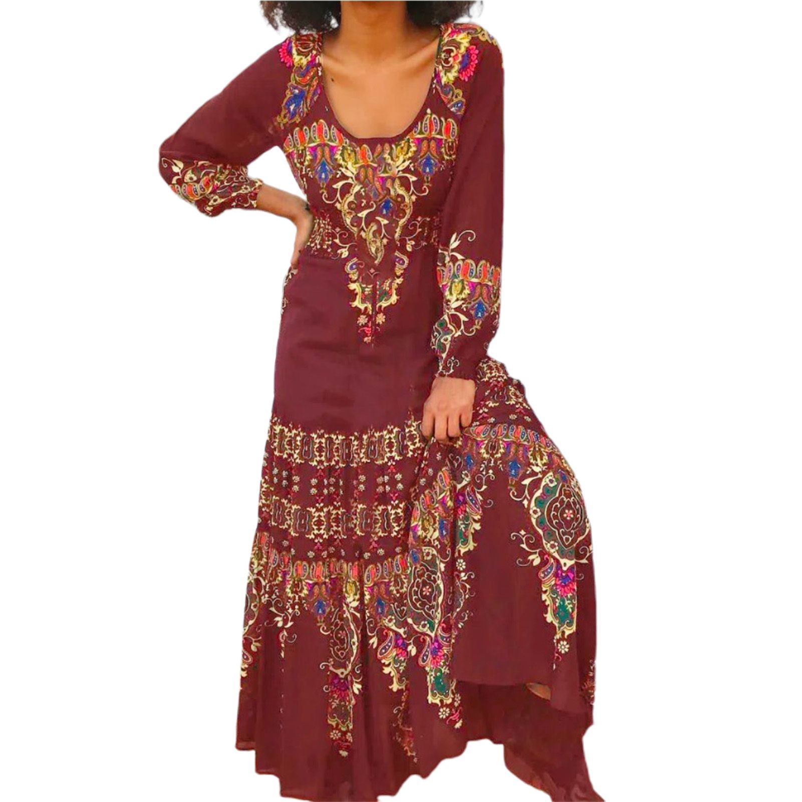 Beh Dress Round Necks Tament Pleated Maxi Dress