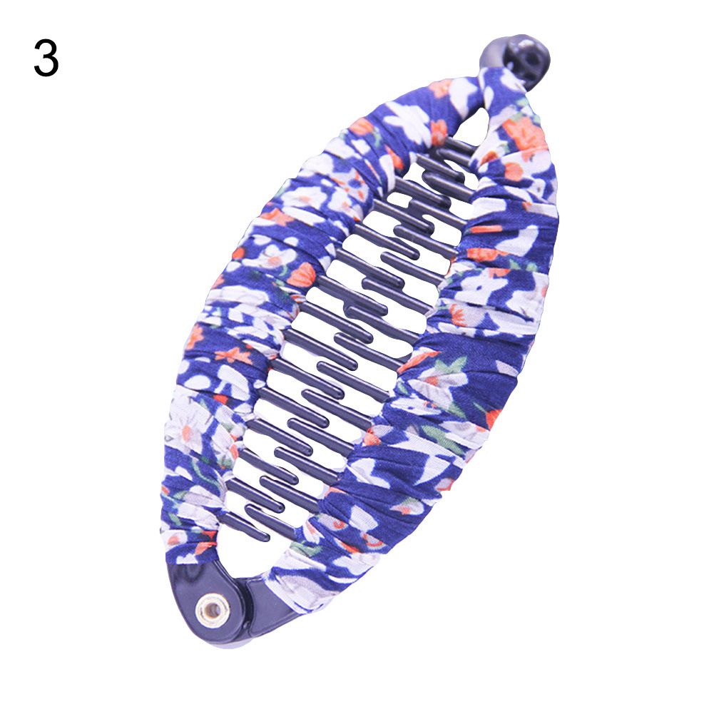 Fashion Lady Floral Print Banana Fish Shape Hairpin Hair Clip Headwear Accessory