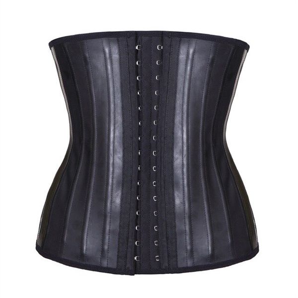 Shinning Latex Waist Trainer 25 Spiral Steel Boned Black Cream Waist Slimming Cincher 3 Hooks And Eyes Corset Underwear Corselet