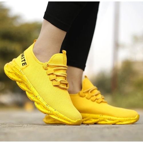 New Eid collection Running Sneakers Casual Lace-up Men's Shoes - Yellow Colour