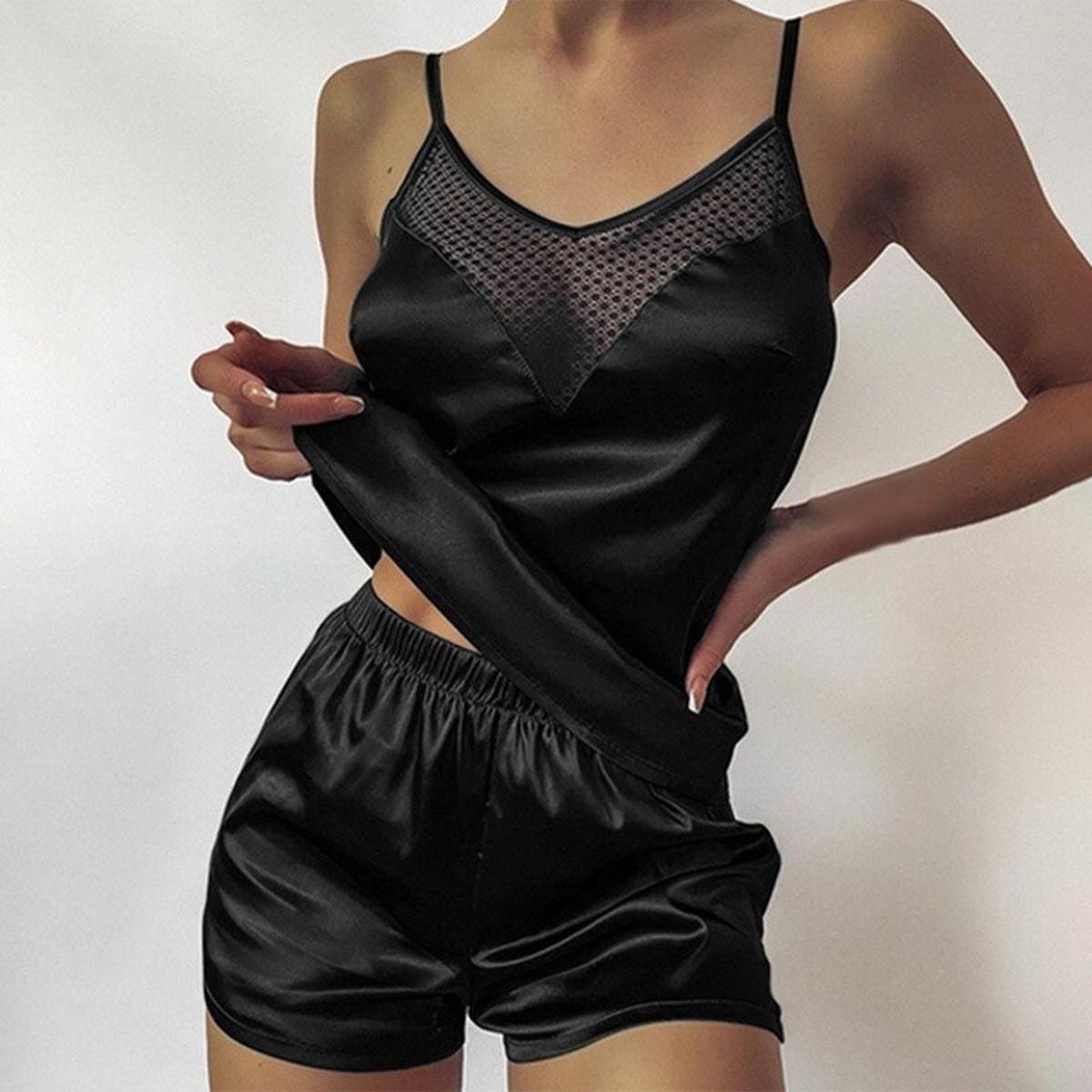 Pyjamas Women Camisole Sleep Wear Women Pajamas Heart Print Nightgown Ruffled Flounce Shorts Lingerie Set Home Clothes