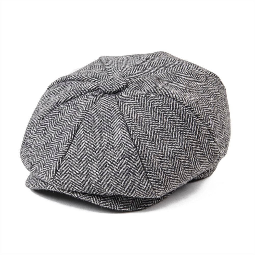 JANGOUL Wool Tweed Kid Newsboy Cap Child Herringbone Flat Cap Baker Boy Hat Girl Small Size Infant Toddler Beret Boina
